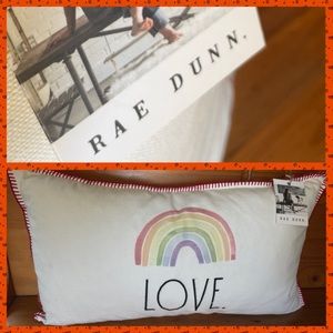 NWT 22” Rae Dunn Rainbow Love Pillow Valentines Day Gift